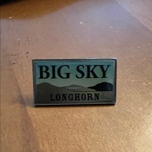 BIG SKY Longhorn Steakhouse Enamel Pin - Blue/Green Landscape